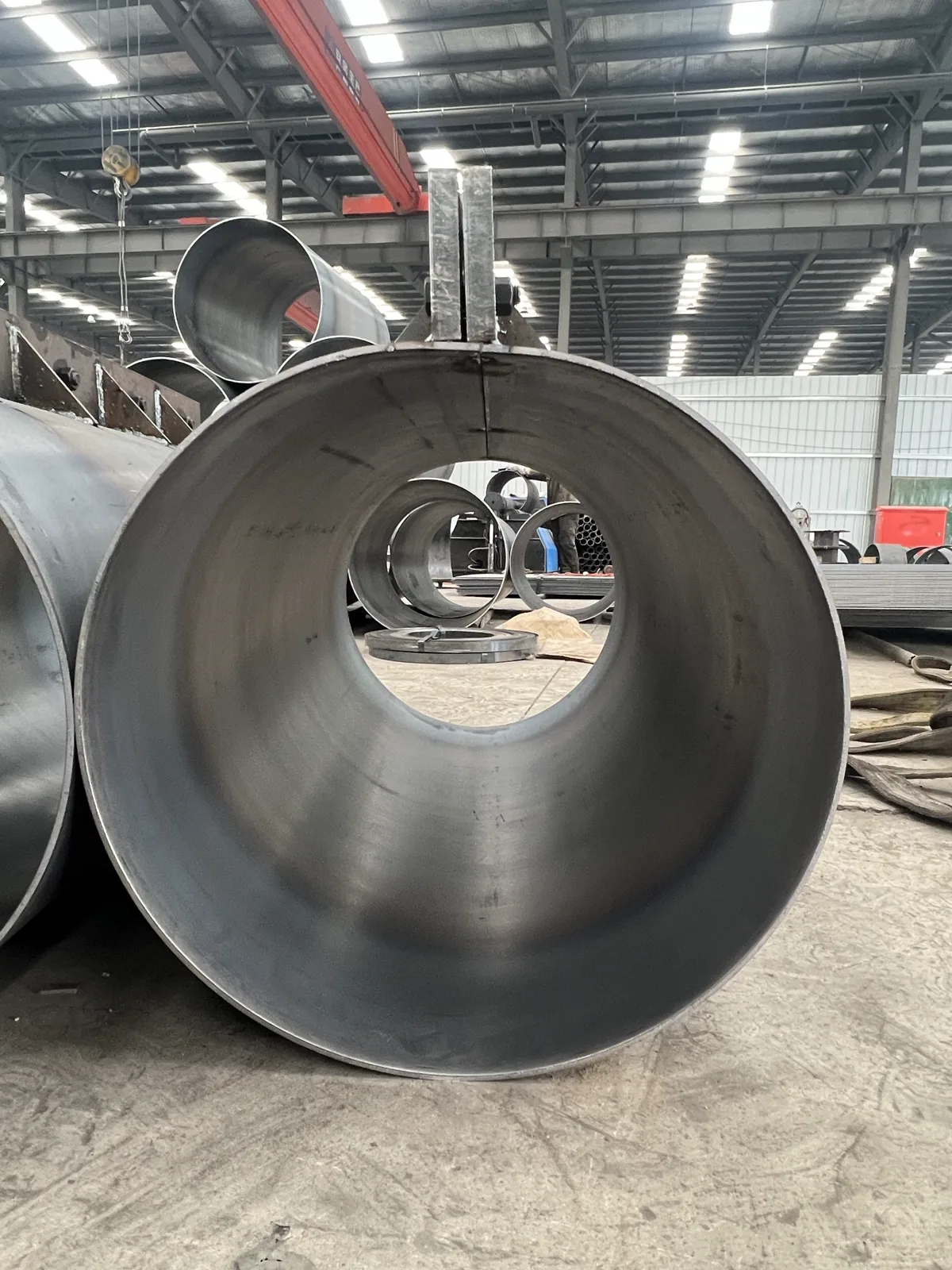 Formed steel cones inside the workshop